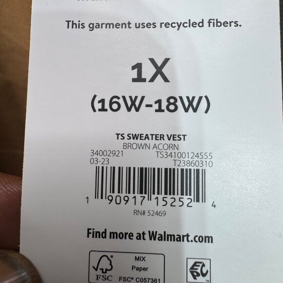 Terra & Sky Womens Plus Size 1X Brown Sweater Vest Recycled Fiber - Picture 3 of 6